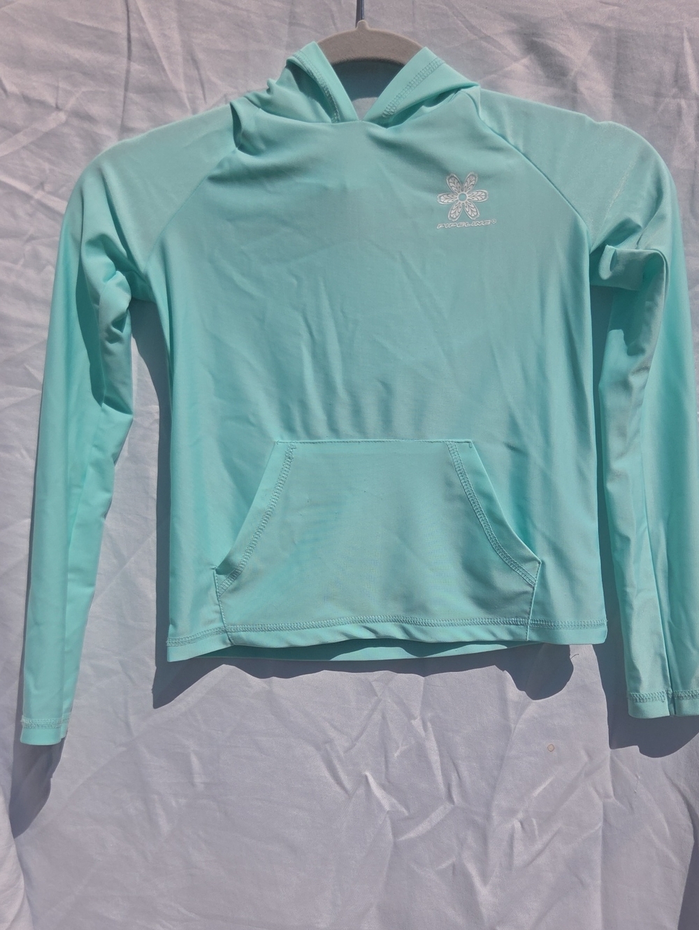 Kids Long Sleeve Hooded Rashguard - Aqua